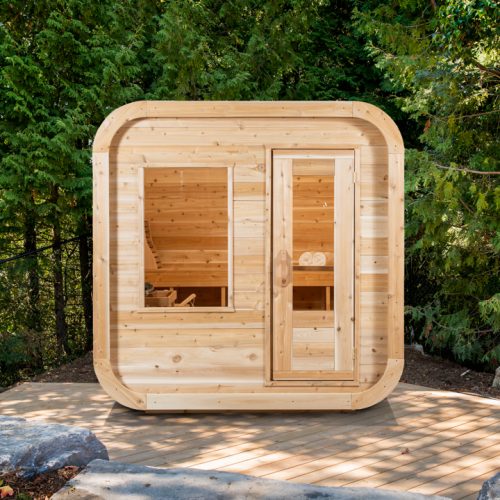 Panoramic View Cedar Barrel Saunas