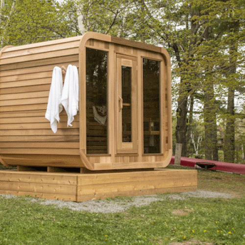 Panoramic View Cedar Barrel Saunas