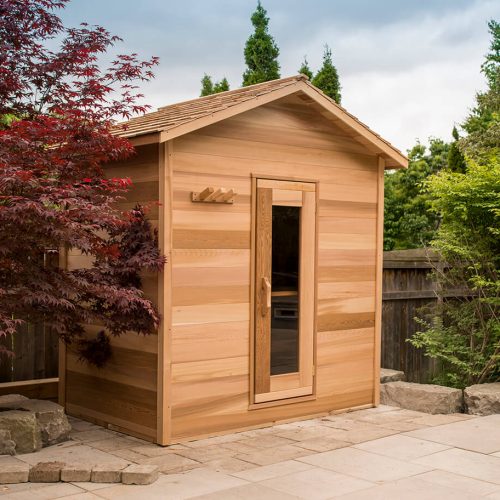 Panoramic View Cedar Barrel Saunas