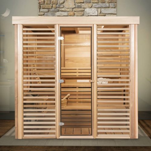 Panoramic View Cedar Barrel Saunas