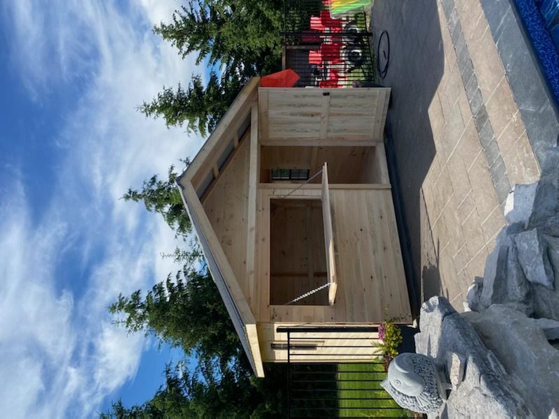 Panoramic View Cedar Barrel Saunas