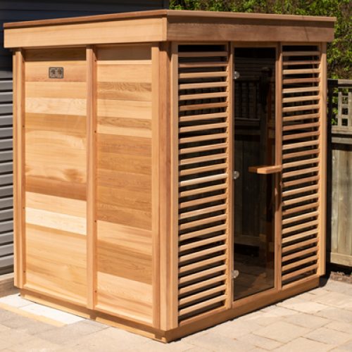 Panoramic View Cedar Barrel Saunas