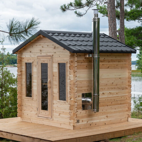 Panoramic View Cedar Barrel Saunas